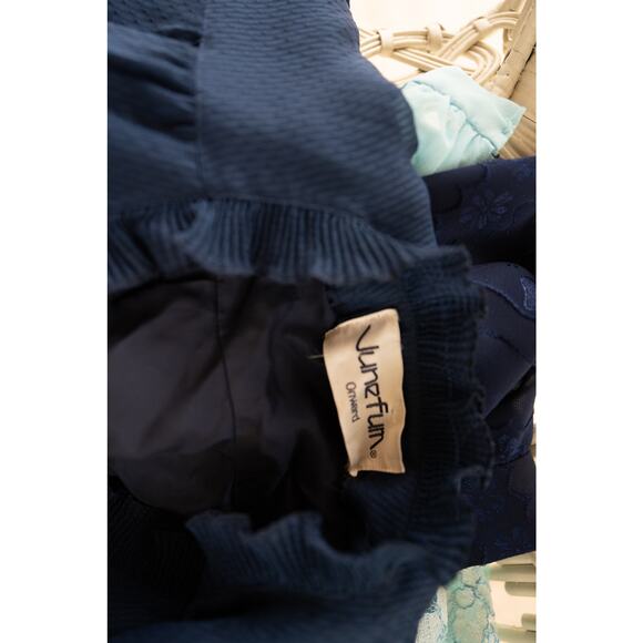 Vintage Navy Blue Sheer Cottage Core Prairie Dress Halloween Costume - Picture 10 of 10